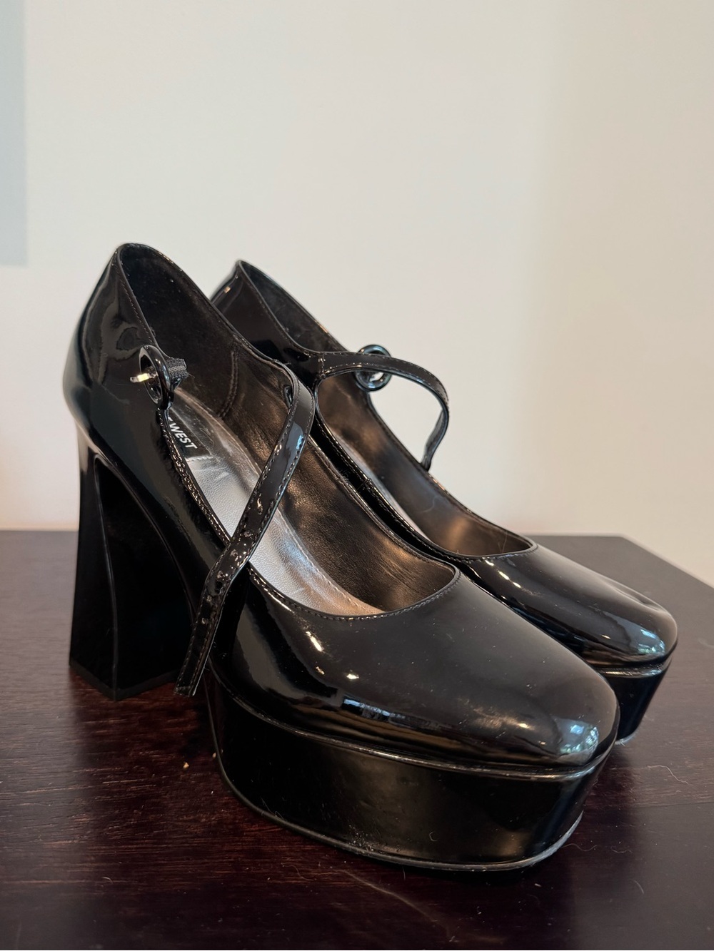 Nine West Black Mary Jane Platform Heels